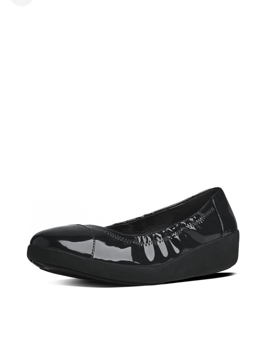 FITFLOP F-POP BLACK PATENT LEATHER BALLET FLATS SIZE 10
